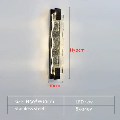 Luxury gold crystal led wall sconce living room textured glass light
