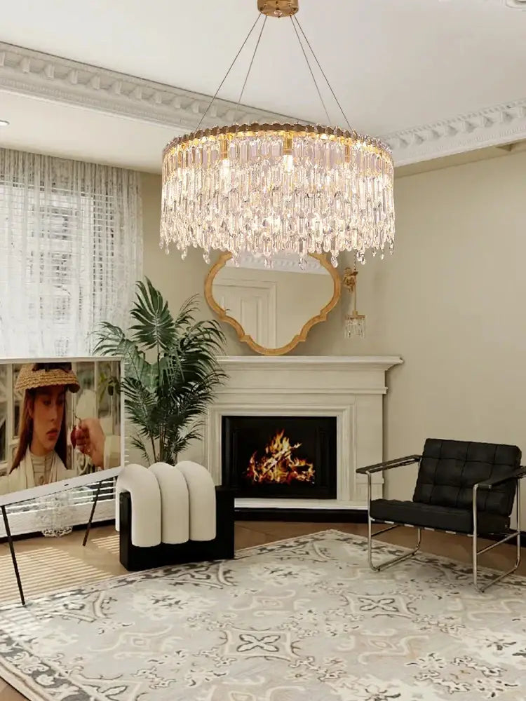 Luxury gold crystal pendant chandelier for living room