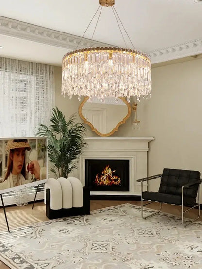 Luxury gold crystal pendant chandelier for living room