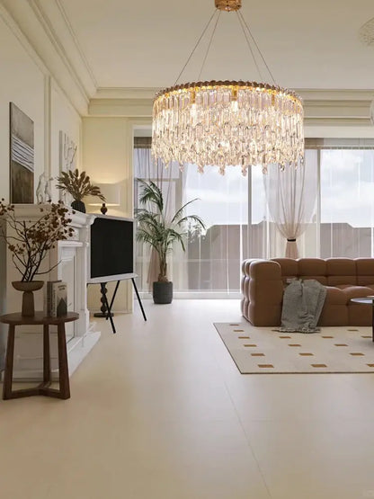 Luxury gold crystal pendant chandelier for living room