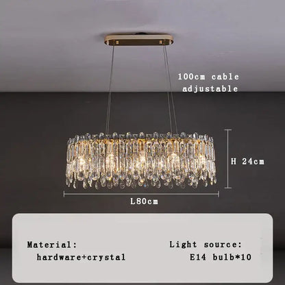 Luxury gold crystal pendant chandelier for living room