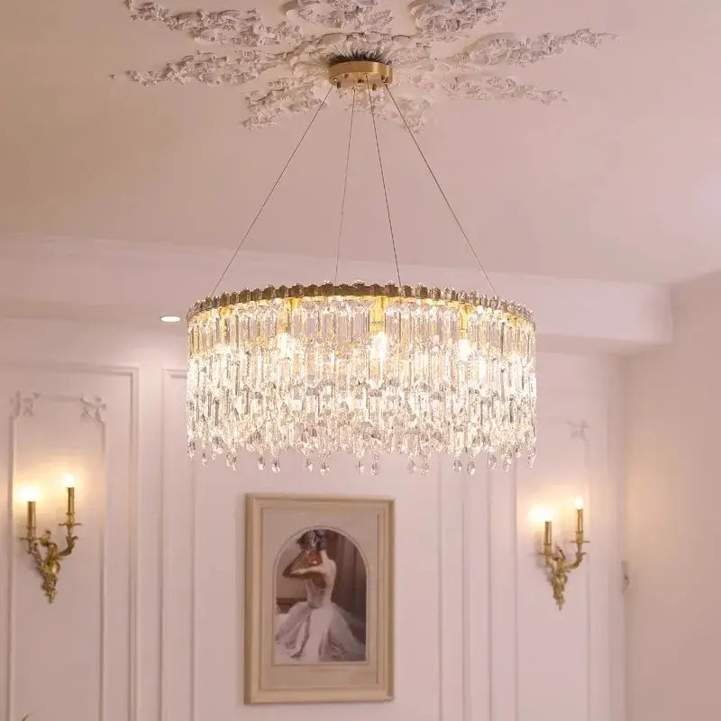 Luxury gold crystal pendant chandelier for living room