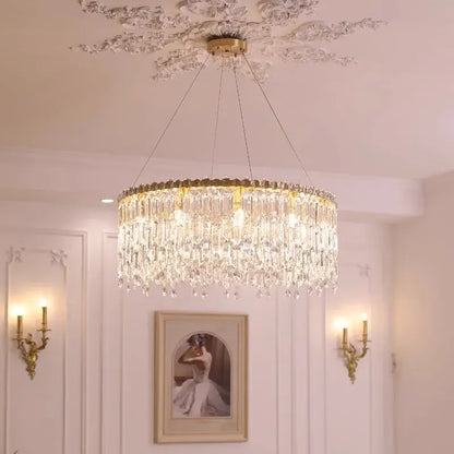 Luxury gold crystal pendant chandelier for living room