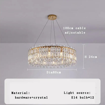 Luxury gold crystal pendant chandelier for living room