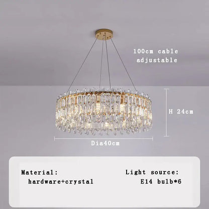 Luxury gold crystal pendant chandelier for living room