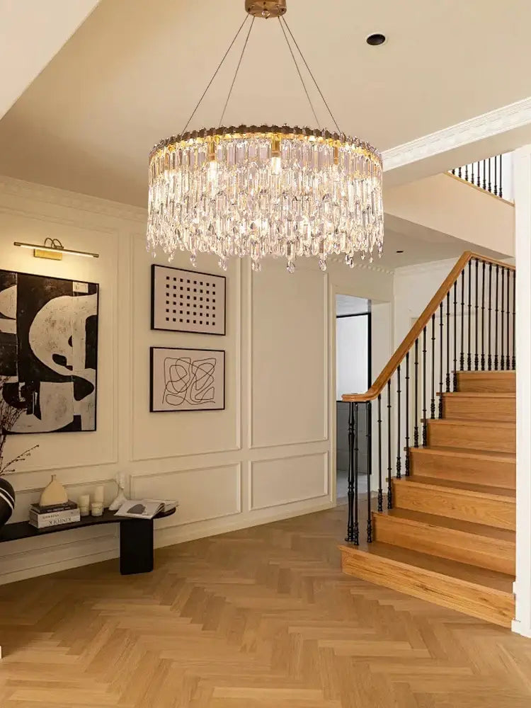 Luxury gold crystal pendant chandelier for living room
