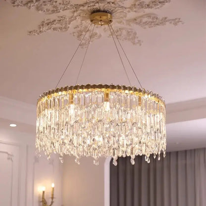 Luxury gold crystal pendant chandelier for living room