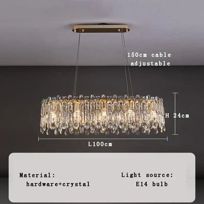 Luxury gold crystal pendant chandelier for living room