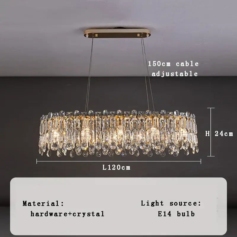 Luxury gold crystal pendant chandelier for living room