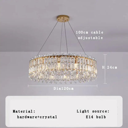 Luxury gold crystal pendant chandelier for living room