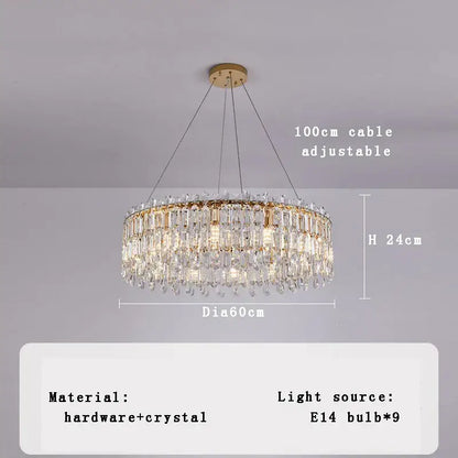 Luxury gold crystal pendant chandelier for living room
