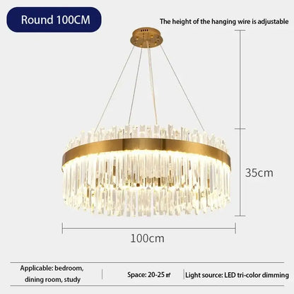 Luxury gold crystal pendant chandelier – living room lighting