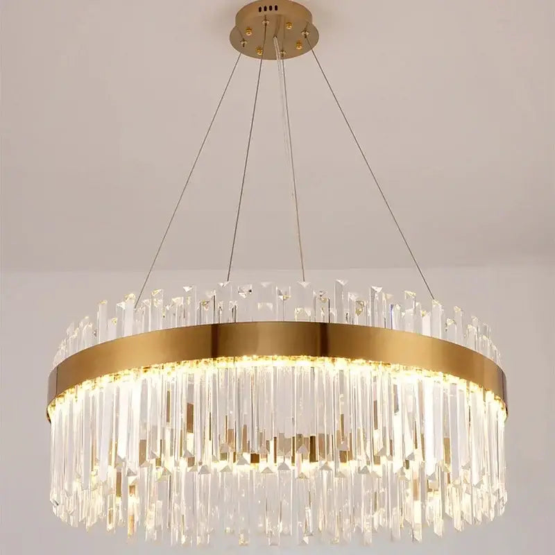 Luxury gold crystal pendant chandelier – living room lighting