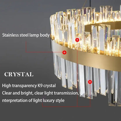 Luxury gold crystal pendant chandelier – living room lighting