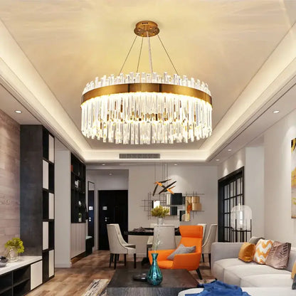 Luxury gold crystal pendant chandelier – living room lighting