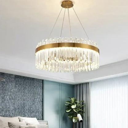 Luxury gold crystal pendant chandelier – living room lighting