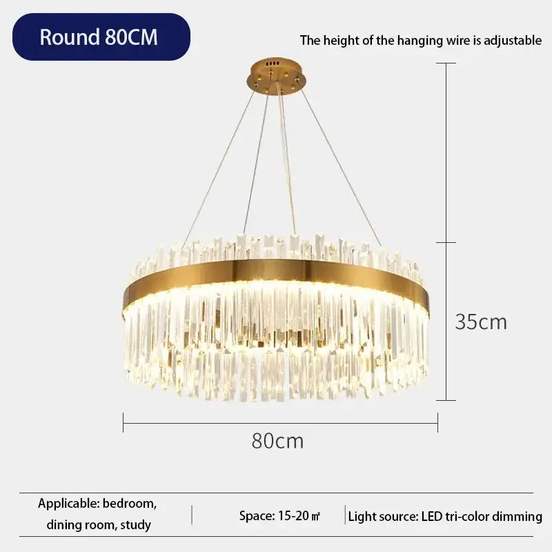 Luxury gold crystal pendant chandelier – living room lighting