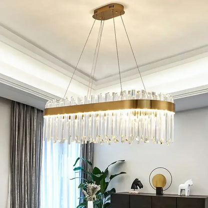 Luxury gold crystal pendant chandelier – living room lighting