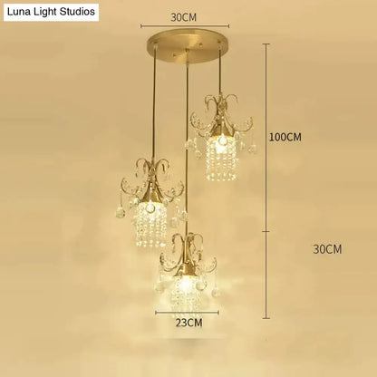 Luxury gold crystal pendant light dining room single head chandelier