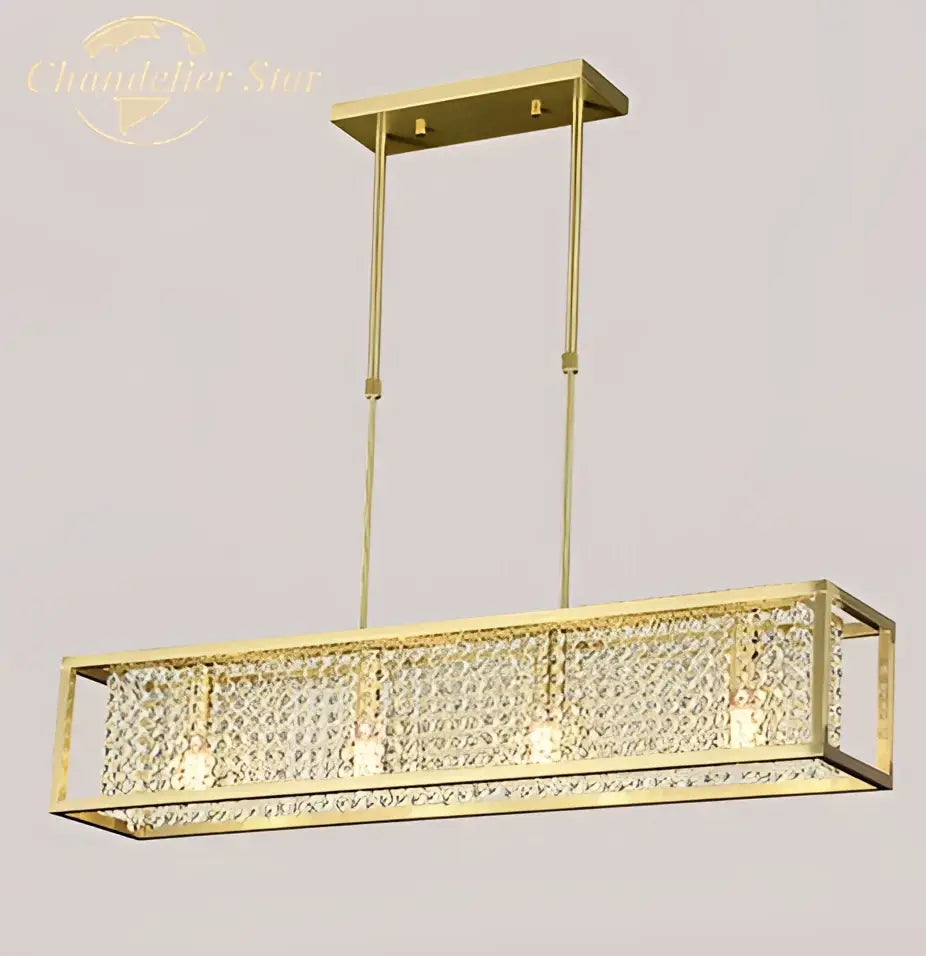 Luxury gold crystal rectangle chandelier dining room light