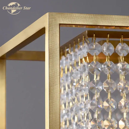 Luxury gold crystal rectangle chandelier dining room light