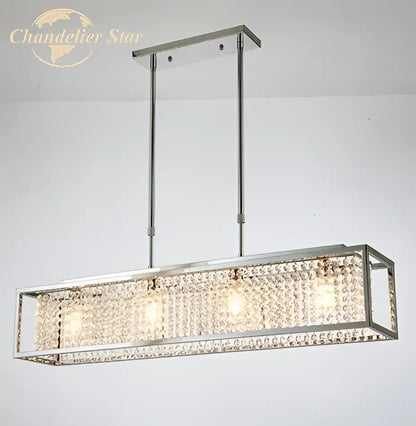 Luxury gold crystal rectangle chandelier dining room light