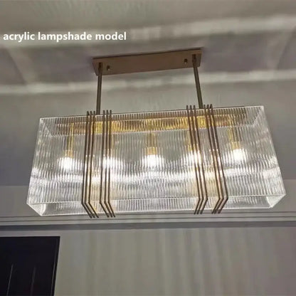Luxury gold crystal rectangular pendant lights dining room led
