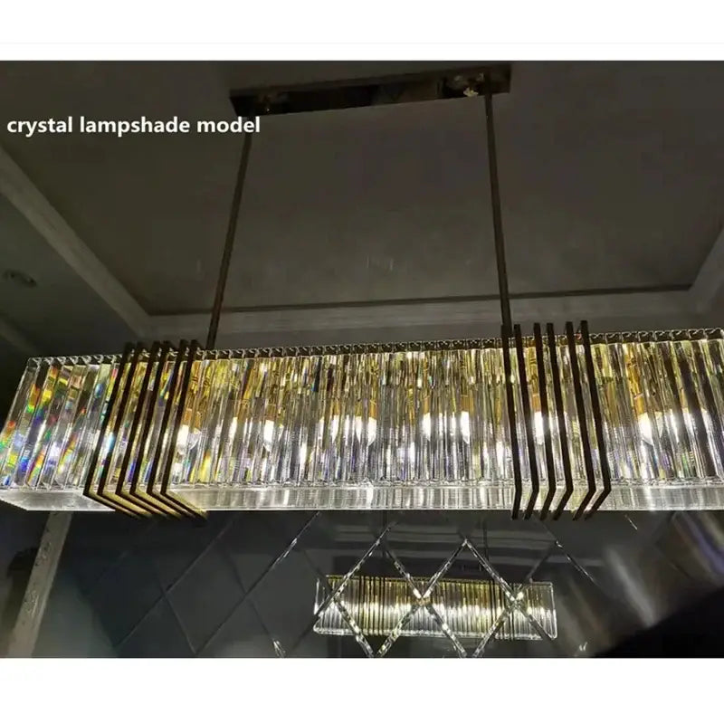Luxury gold crystal rectangular pendant lights dining room led