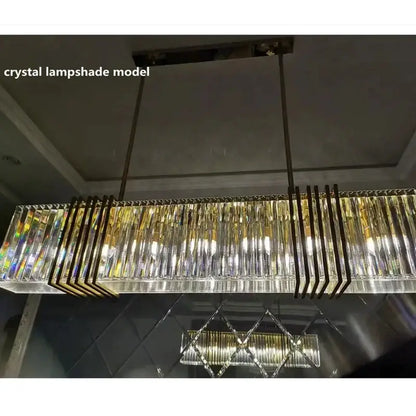 Luxury gold crystal rectangular pendant lights dining room led