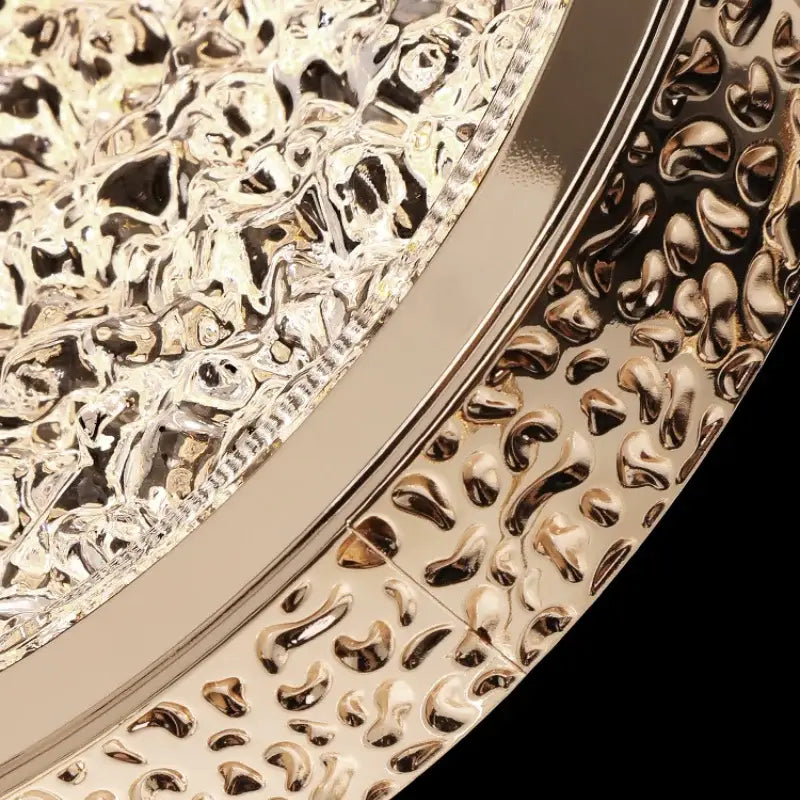 Luxury gold crystal ring pendant light bedroom rotatable lighting