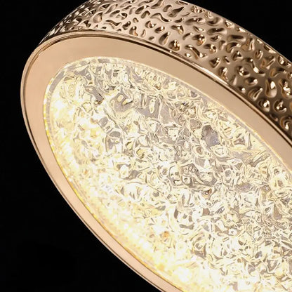 Luxury gold crystal ring pendant light bedroom rotatable lighting