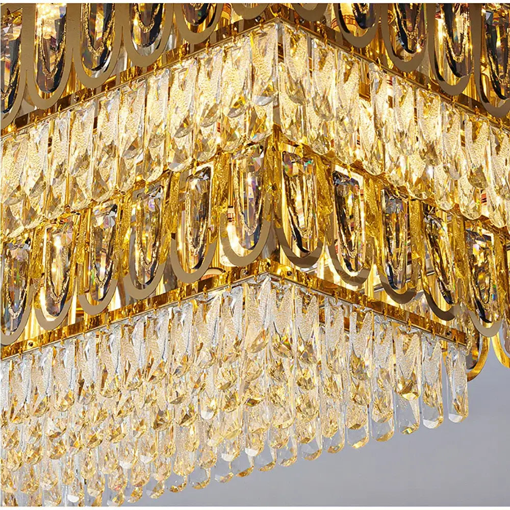 Luxury gold crystal round ceiling chandelier for dining room