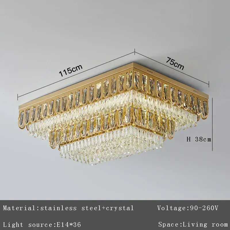 Luxury gold crystal round ceiling chandelier for dining room