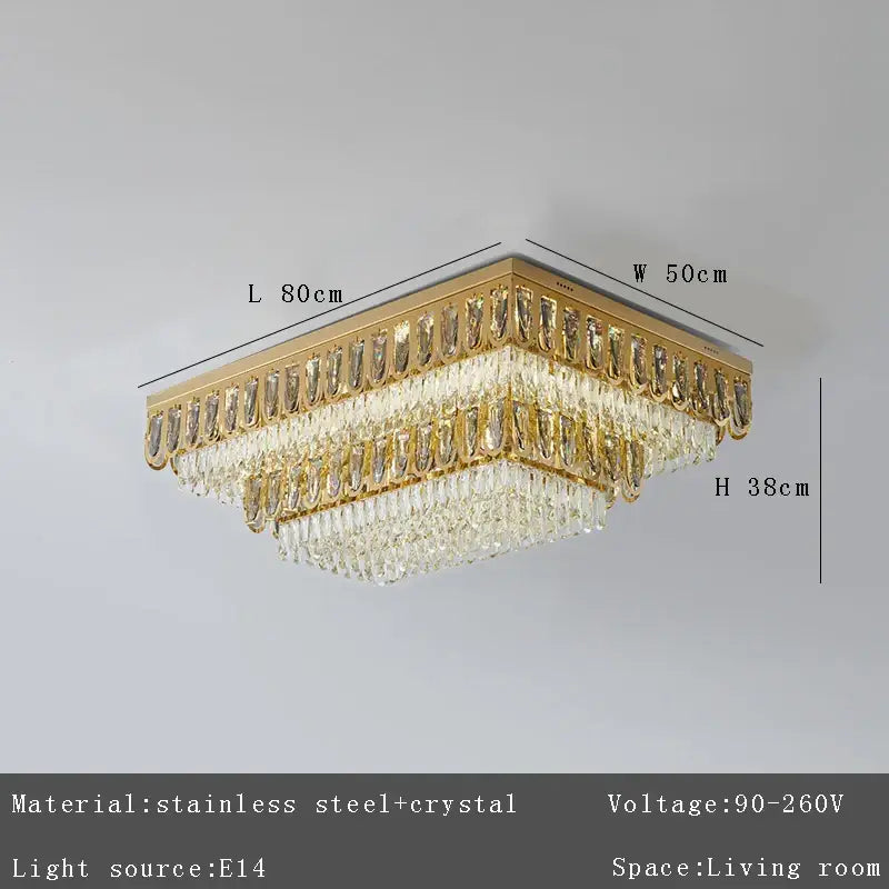 Luxury gold crystal round ceiling chandelier for dining room
