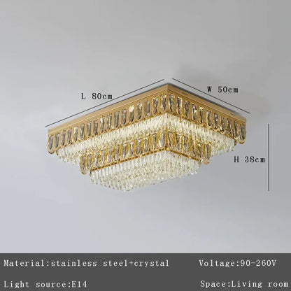 Luxury gold crystal round ceiling chandelier for dining room
