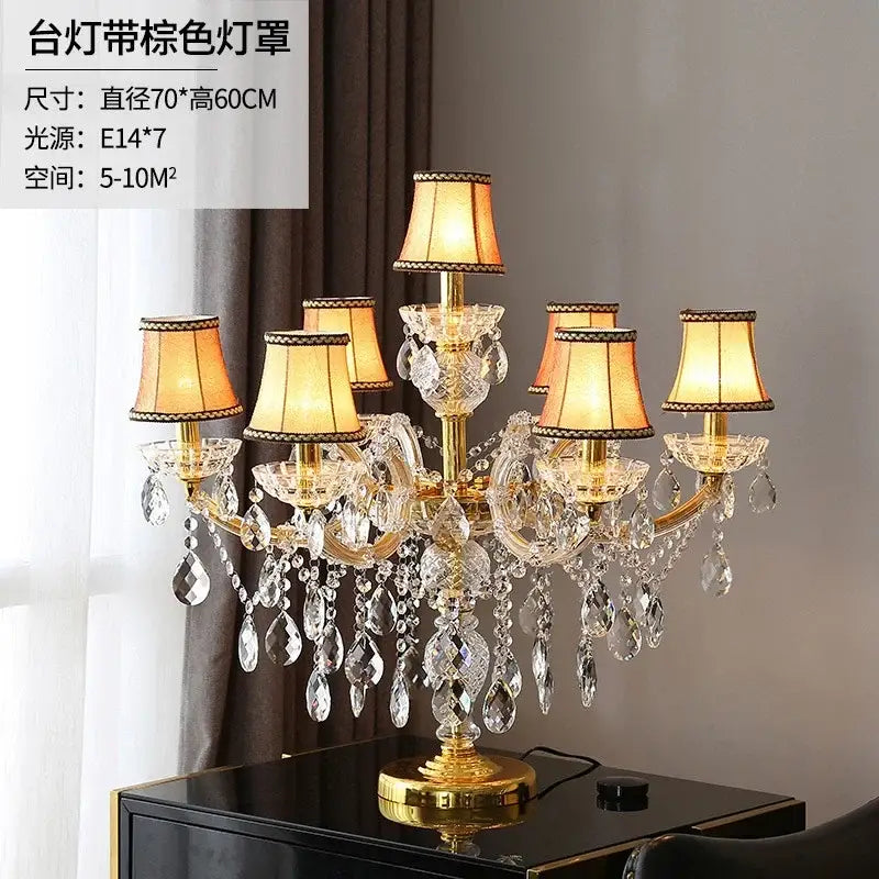 Luxury gold crystal table light bedroom chandelier lamp