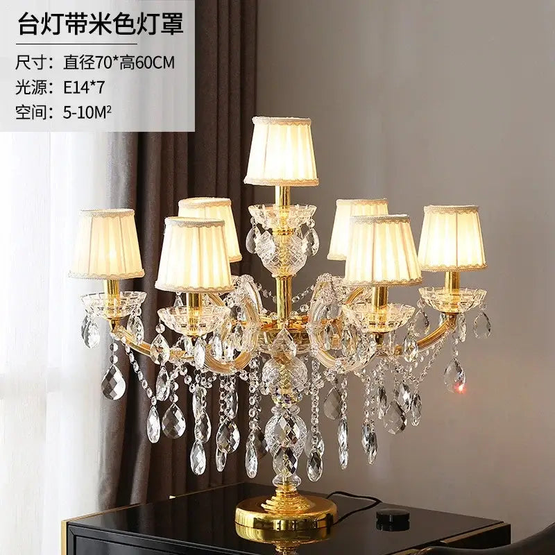 Luxury gold crystal table light bedroom chandelier lamp