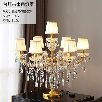 Luxury gold crystal table light bedroom chandelier lamp