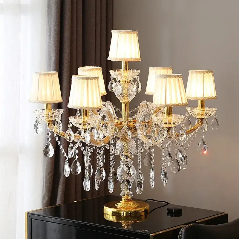 Luxury gold crystal table light bedroom chandelier lamp