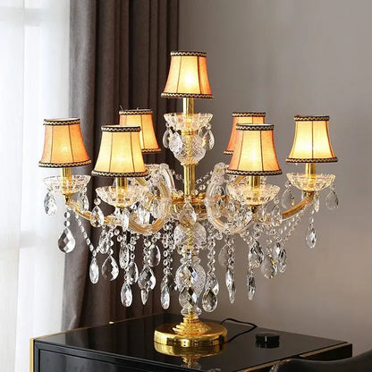 Luxury gold crystal table light bedroom chandelier lamp