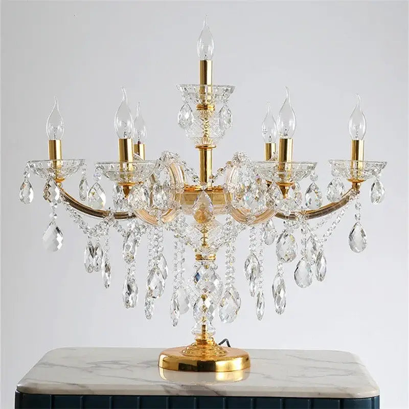 Luxury gold crystal table light bedroom chandelier lamp