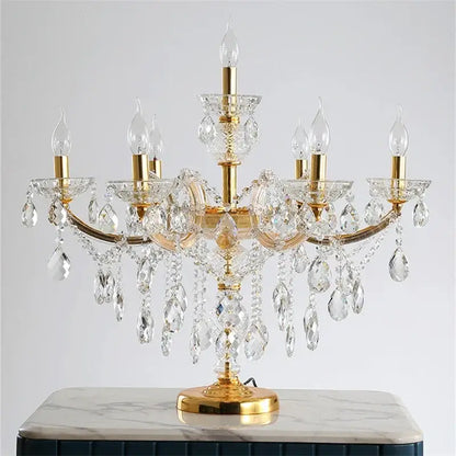Luxury gold crystal table light bedroom chandelier lamp