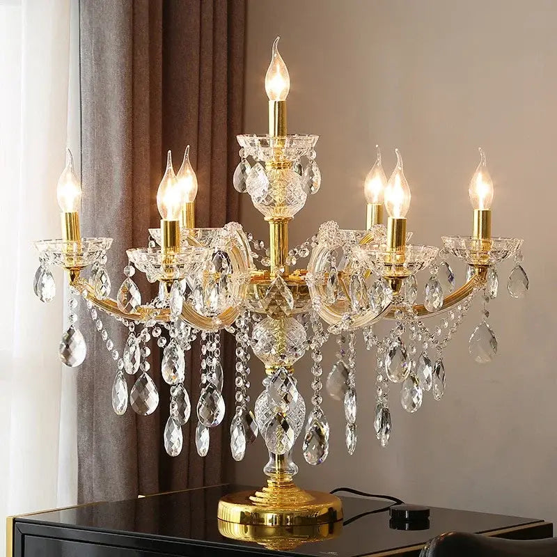Luxury gold crystal table light bedroom chandelier lamp