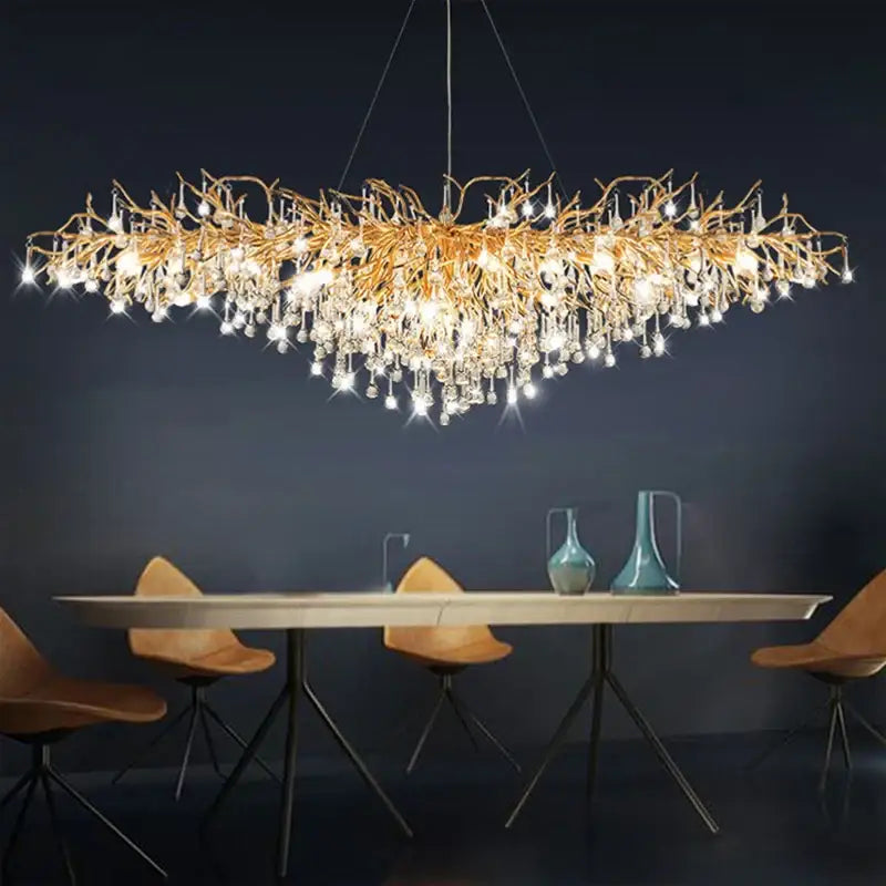 Luxury gold crystal tree branch chandelier for living room dining room