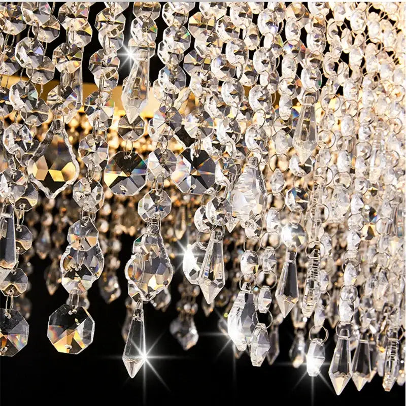 Luxury gold crystal water curtain pendant chandelier for living room