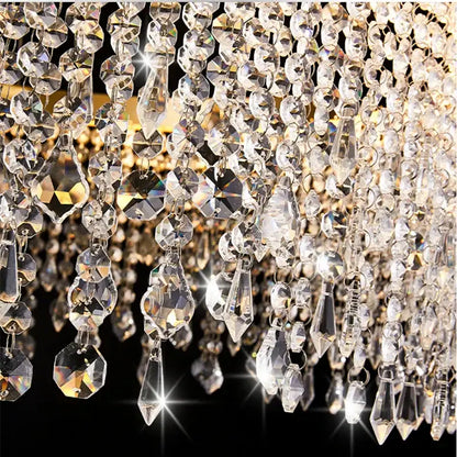 Luxury gold crystal water curtain pendant chandelier for living room