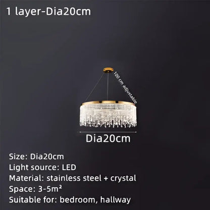 Luxury gold crystal water curtain pendant chandelier for living room