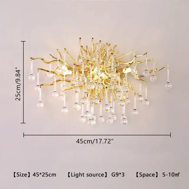 Luxury gold crystal water drop chandelier dining room light