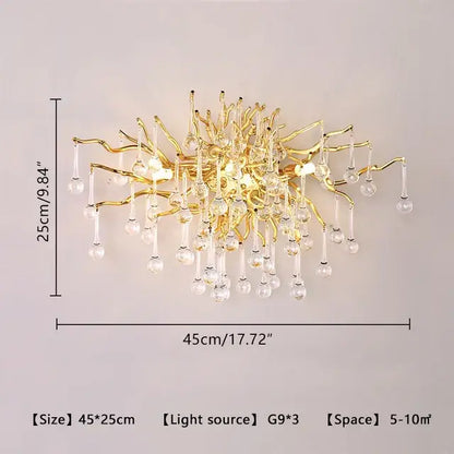 Luxury gold crystal water drop chandelier dining room light