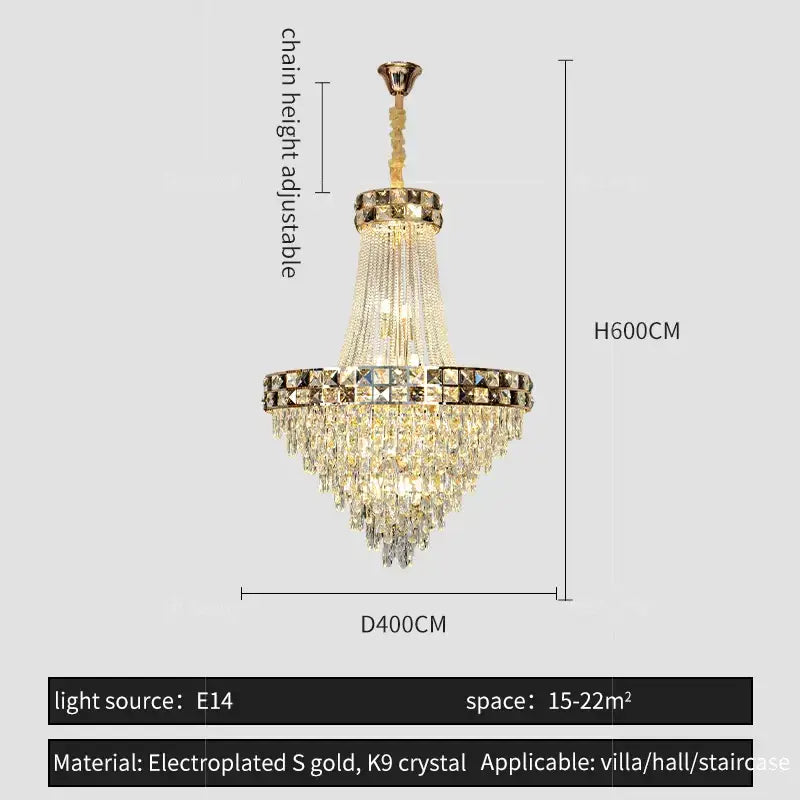 Luxury gold crystal chandelier for living room